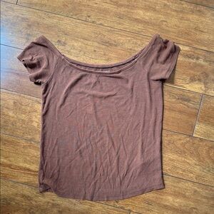 American Eagle Outfitters Brown Off-Shoulder Blouse